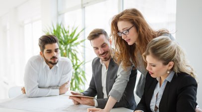 Group of human resources professionals conducting a meeting-alt-text